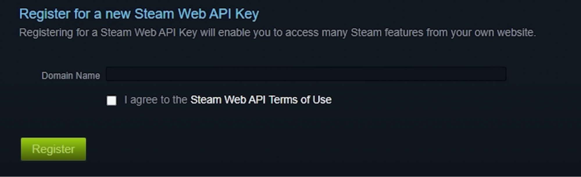 Steam Web API key showcase image